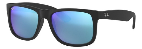 Anteojos De Sol Ray-ban Justin Color Mix Standard Con Marco De Nailon Color Matte Blue, Lente Blue De Cristal Espejada, Varilla Matte Blue De Nailon - Rb4165