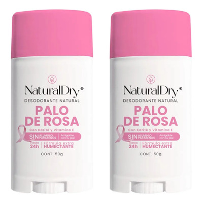Desodorante Natural Mujer En Barra Naturaldry - P. Rosa 2 U Fragancia Palo de Rosa | Meses sin interés