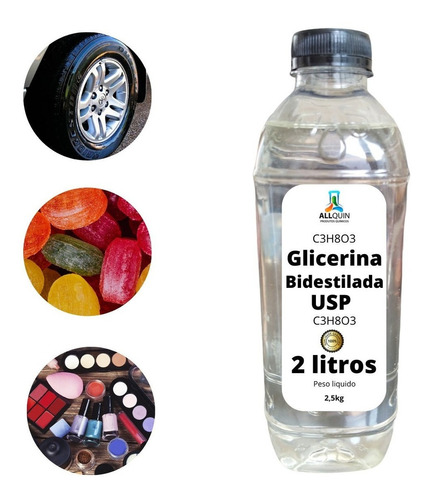 Glicerina Bidestilada Usp Vegetal 2 Litros +laudo E Nf