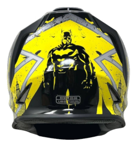 Casco Batman Moto Kov Kroon Dc Comics Certificado Dot Color Amarillo Tamaño Del Casco M (57-58 Cm)