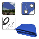Tela Sombreamento Azul Shade Lux Impermeável 6x4 Mts + Kit