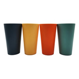 Pack 4 Vasos Plásticos De Colores Reutilizables Grandes