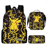 Mochila Escolar Com Pacote Para Criança Pikachu Pokemon