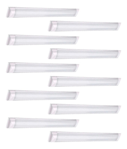 Kit 10 Luminária Tubular Led Slim Branco Frio 120cm 40w