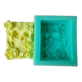 Molde Silicon Calavera Con Rosas Jabon Y Yeso