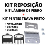 Pentes Trava Preto + Reposição Lâmina De Inox Kit Barbeiro!!