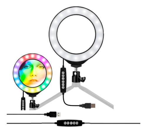 Ring Light Led Rgb 8 Polegadas  + Mini Tripe Profissional