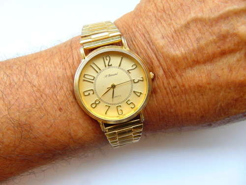 Relogio Antigo Bernard Swiss Anos80 Dourado Unico