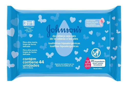 Johnson's Baby Toallas Húmedas Para Bebés Cabeza A Pies 44ud