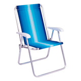 Cadeira Para Camping Praia Azul Claro 72cm Resistente Mor