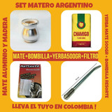 Set Matero!mate Aluminio+bombilla+yerba Mate 500gr+filtros!