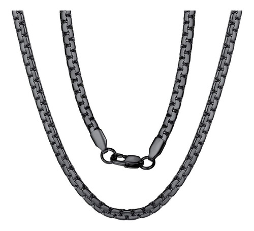 Collar Masculino De Cadena Plana Negra, Joyería De Hip Hop D