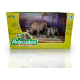 Animales De La Selva Rinoceronte + Cachorro Pack X 2 Color Gris