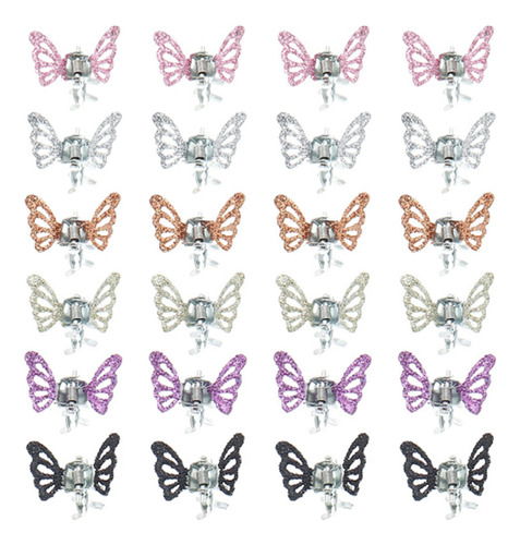 Pinza De Pelo Con Forma De Mariposa, 24 Unidades