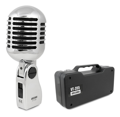 Microfone Vintage Arcano Vt-355 Retro Estilo Elvis Maleta Sj