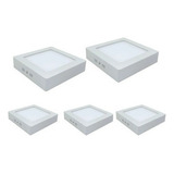 Pack 5 Foco Panel Plafon Sobrepuesto Cuadrado 12w Luz Fria