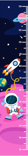 Adesivo Régua Do Crescimento - Foguete Astronauta - Altura