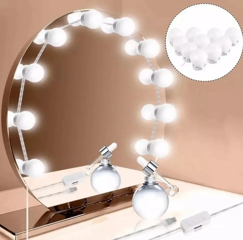 Kit Luces Led Espejo Usb Peluquería Maquillaje Tik Adhesiva