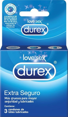 Preservativo Durex Extra Seguro Love Sex X3 Unidades 