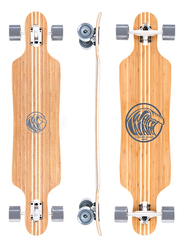 White Wave Monopatin De Bambu Longboard. Tabla Larga Para Cr