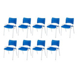 Kit 9 Cadeira Iso Base Branco Escola, Igreja Azul