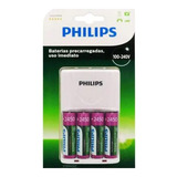 Carregador De Pilhas Philips 110/220 Com 4 Pilhas Aa