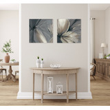 Flores Gris Y Beige 30x30cms Lienzo Canvas  Decorativo