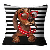 Capa Para Almofada Mdecore Dachshund Preto E Cinza