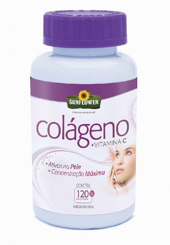Colágeno Com Vitamina C 1000mg 120 Compr. - Sunflower