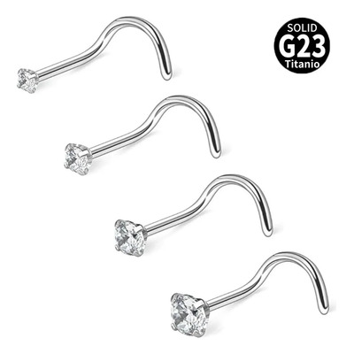 4piezas Nostril Piercing Titanio Gancho Nariz Con Zirconia | Meses sin interés