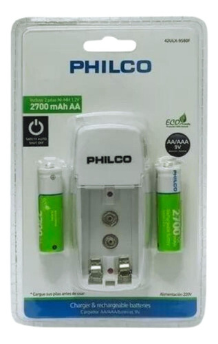 Cargador De Pilas Aa/aaa Y Baterias 9v Philco + 2 Pilas Aa