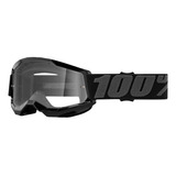 Óculos Proteção Moto Dh 100% Strata 2 Goggle Black Clear Pro