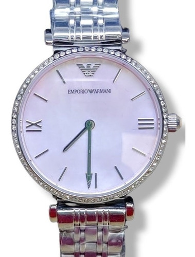 Reloj Emporio Armani Madre Perla Cristales Acero Mujer