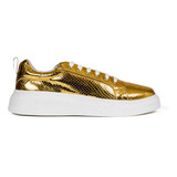 Tenis Hombre Sneakers Dorados Grabado Snake Alexis Roman