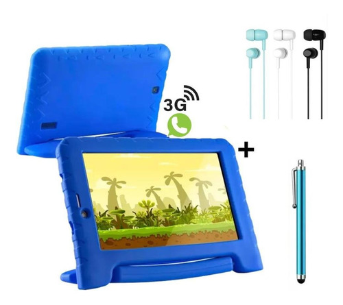 Tablet + Case Infantil Azul M7 3g 32gb Dual Chip Wifi +kit