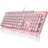 Teclado Mecanico Gamer Rosa Diseño Maquina De Escribir Retr