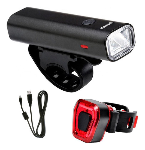 Luz Bicicleta Set Delantera Trasera Usb Maxwell Impermeable Color 52049