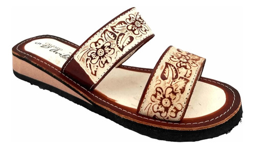 Huarache Artesanal Para Dama De Piel De Meter Con Dos Tiras