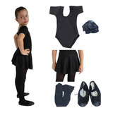 Roupa De Ballet Infantil  Linda Na Cor Preta Balé Bailarina 