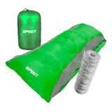 Kit Aislante Termico Aluminizado + Bolsa De Dormir Camping Color Verde