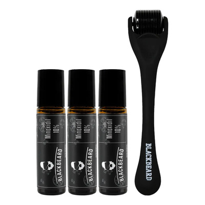 Minoxidil Al 10% + Aplicador Blackbeard Cafeína Roll 4pzas | Meses sin interés