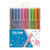 Caneta Esferografica Cis Fun Triangular 0,7mm C/10 Cores Cor Da Tinta Colorida