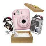 Camera Instantanea Instax Mini Fuji Kit Presente 2 Filmes Cor Rosa