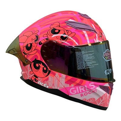 Casco Chicas Superpoderosas Kov Rosa Abatible Certi Diseño Chicas Superpoderosas Rosa Tamaño Del Casco M | Envío gratis