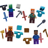 Kit Infantil Bonecos Minecraft 6 Personagens Com Acessórios
