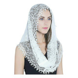 (w) Velo De Mantilla Suave Y Cómodo, 2 Colores Negro Y Blanc