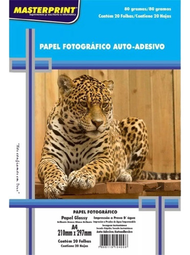 Papel Fotográfico Adesivo A4 Glossy 80g 200 Folhas Premium