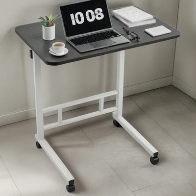 Mesa Auxiliar Ajustable Para Computadora Portátil Con Ruedas Negro