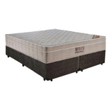 Cama Box Casal Bipartido  Colchão Ortobom 138x188x65 Marrom