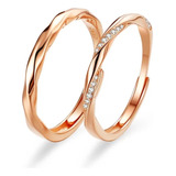 Anillos Plata S925 En Oro Rosa Ajustables Pareja Compromiso